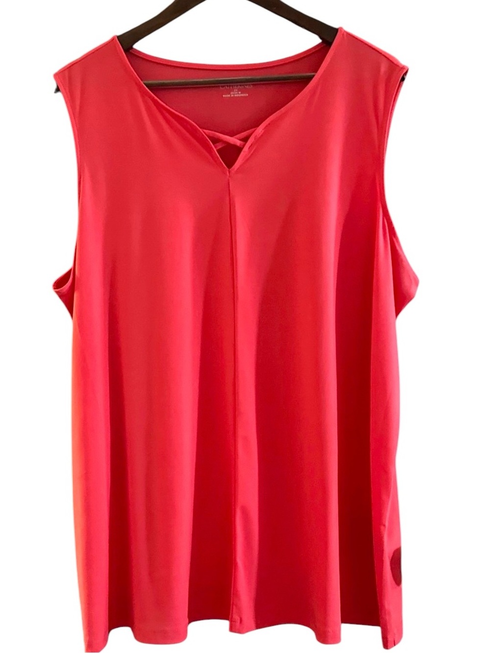 Catherines NWOT Plus Pink Crisscross Neckline Timeless Tunic Tank Top Shirt 2X